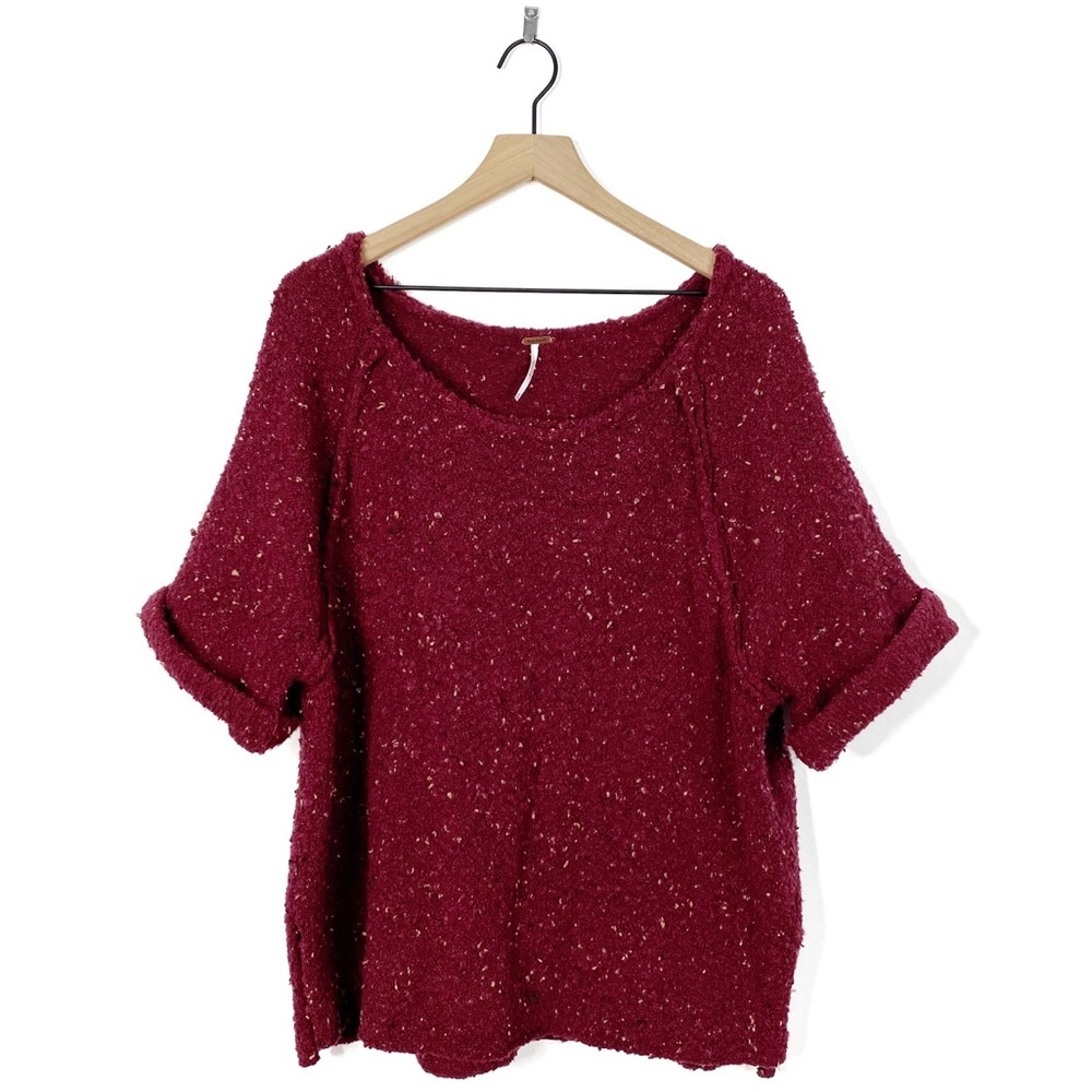 Free People Oversize Tweed Short Sleeve Sweater M